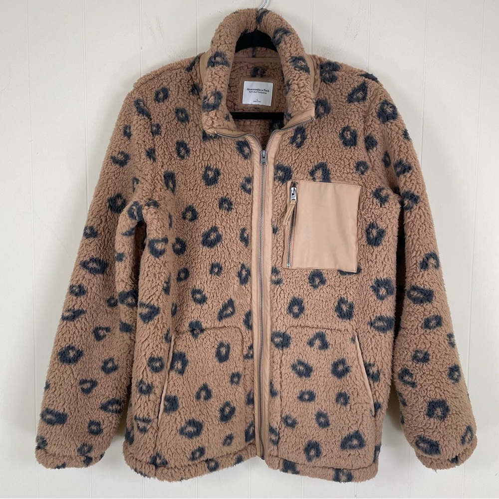 Abercrombie & Fitch Taupe Leopard Teddy Jacket - Picture 6 of 16